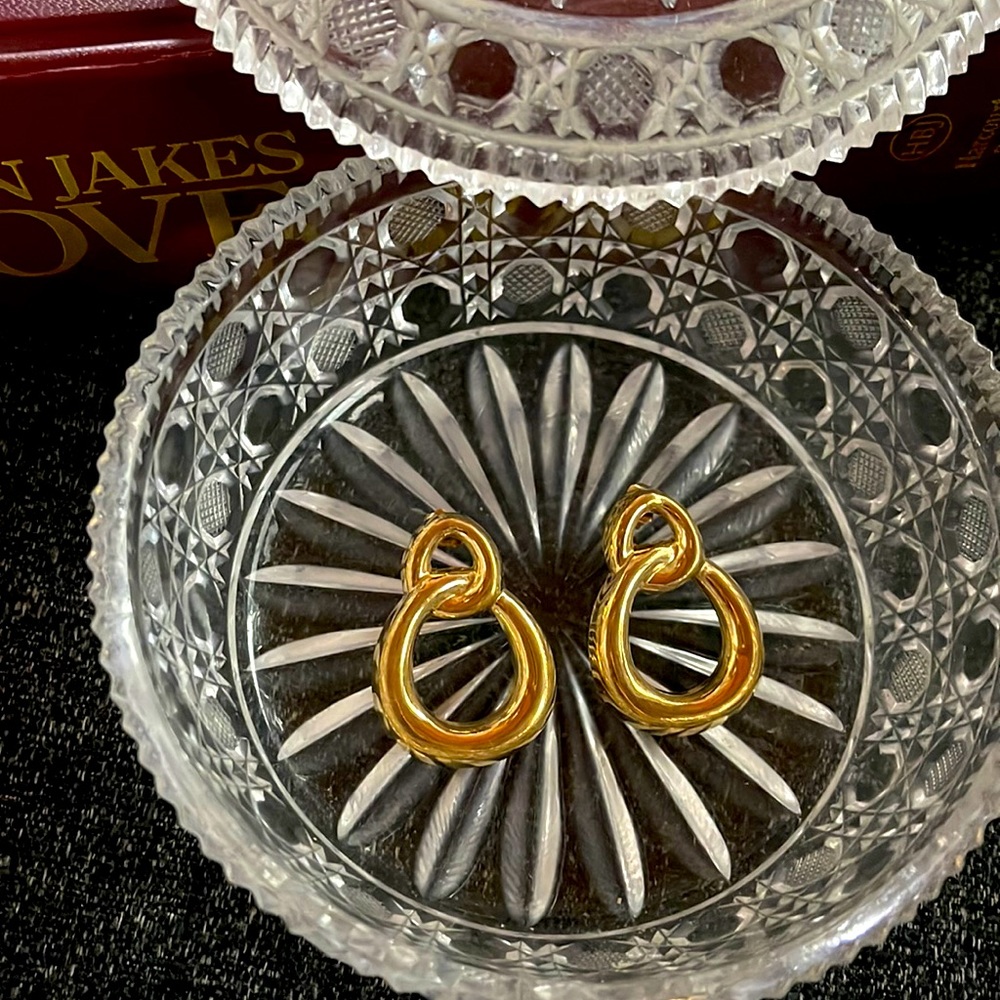 Vintage Estate Gold Plated Art Deco Earrings